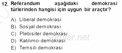 Siyaset Felsefesi 1 2013 - 2014 Dönem Sonu Sınavı 12.Soru