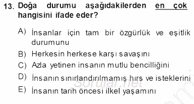 Siyaset Felsefesi 1 2013 - 2014 Dönem Sonu Sınavı 13.Soru