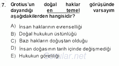 Siyaset Felsefesi 1 2013 - 2014 Dönem Sonu Sınavı 7.Soru