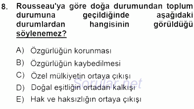 Siyaset Felsefesi 1 2013 - 2014 Dönem Sonu Sınavı 8.Soru