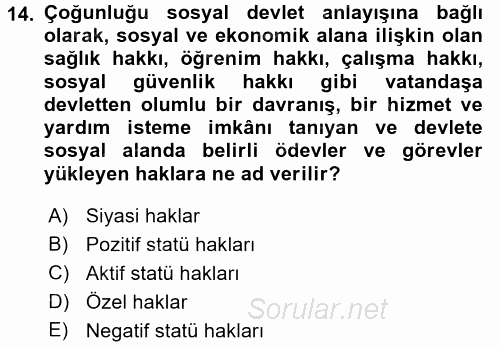 Genel Vergi Hukuku 2017 - 2018 Dönem Sonu Sınavı 14.Soru