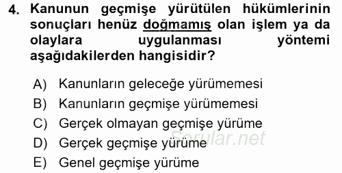 Genel Vergi Hukuku 2017 - 2018 Dönem Sonu Sınavı 4.Soru