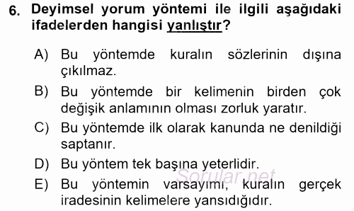 Genel Vergi Hukuku 2017 - 2018 Dönem Sonu Sınavı 6.Soru