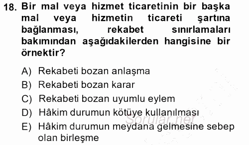 Ticaret Hukuku 1 2014 - 2015 Ara Sınavı 18.Soru