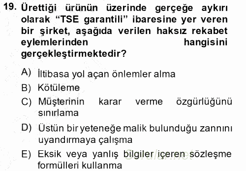 Ticaret Hukuku 1 2014 - 2015 Ara Sınavı 19.Soru