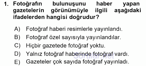 Basın Fotoğrafçılığı 2015 - 2016 Dönem Sonu Sınavı 1.Soru