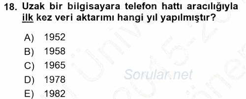 Basın Fotoğrafçılığı 2015 - 2016 Dönem Sonu Sınavı 18.Soru