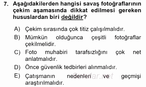 Basın Fotoğrafçılığı 2015 - 2016 Dönem Sonu Sınavı 7.Soru