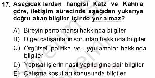 İş ve Yaşamda Motivasyon 2013 - 2014 Ara Sınavı 17.Soru