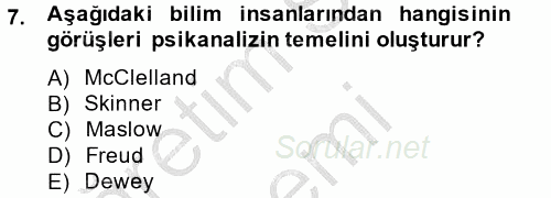 İş ve Yaşamda Motivasyon 2013 - 2014 Ara Sınavı 7.Soru