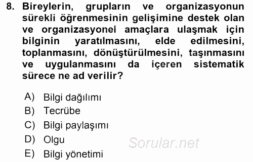 Büro Teknolojileri 2017 - 2018 Dönem Sonu Sınavı 8.Soru