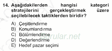 Perakendecilikte Ürün Yönetimi 2012 - 2013 Ara Sınavı 14.Soru