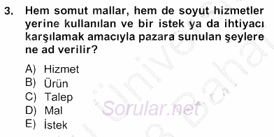 Perakendecilikte Ürün Yönetimi 2012 - 2013 Ara Sınavı 3.Soru