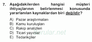 Perakendecilikte Ürün Yönetimi 2012 - 2013 Ara Sınavı 7.Soru