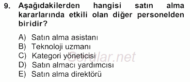 Perakendecilikte Ürün Yönetimi 2012 - 2013 Ara Sınavı 9.Soru