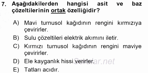 Okulöncesinde Fen Eğitimi 2015 - 2016 Ara Sınavı 7.Soru
