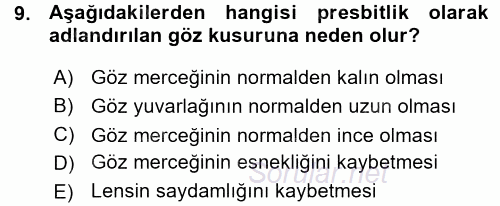 Okulöncesinde Fen Eğitimi 2015 - 2016 Ara Sınavı 9.Soru