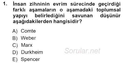 Yeni Toplumsal Hareketler 2013 - 2014 Tek Ders Sınavı 1.Soru