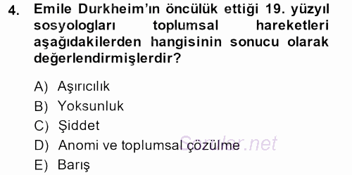 Yeni Toplumsal Hareketler 2013 - 2014 Tek Ders Sınavı 4.Soru