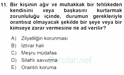 Özel Güvenlik Hukuku 1 2015 - 2016 Dönem Sonu Sınavı 11.Soru