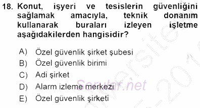 Özel Güvenlik Hukuku 1 2015 - 2016 Dönem Sonu Sınavı 18.Soru