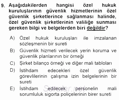 Özel Güvenlik Hukuku 1 2015 - 2016 Dönem Sonu Sınavı 9.Soru