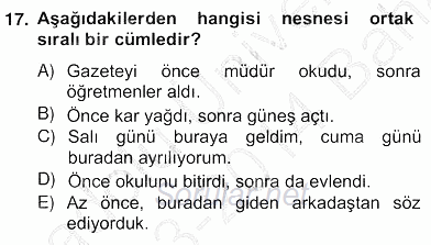 Türkçe Cümle Bilgisi 2 2013 - 2014 Ara Sınavı 17.Soru