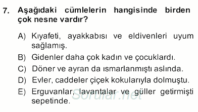 Türkçe Cümle Bilgisi 2 2013 - 2014 Ara Sınavı 7.Soru