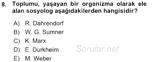 Davranış Bilimleri 1 2015 - 2016 Ara Sınavı 8.Soru