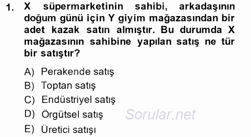 Perakendeciliğe Giriş 2014 - 2015 Dönem Sonu Sınavı 1.Soru