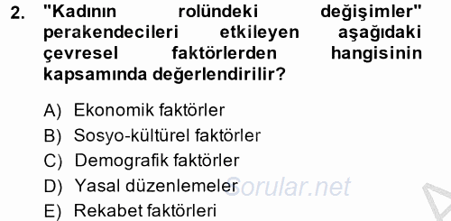 Perakendeciliğe Giriş 2014 - 2015 Dönem Sonu Sınavı 2.Soru