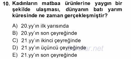 Toplumsal Cinsiyet Çalışmaları 2014 - 2015 Tek Ders Sınavı 10.Soru