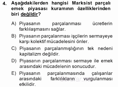 Toplumsal Cinsiyet Çalışmaları 2014 - 2015 Tek Ders Sınavı 4.Soru