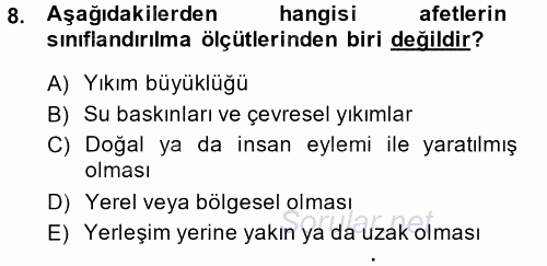 Toplumsal Cinsiyet Çalışmaları 2014 - 2015 Tek Ders Sınavı 8.Soru