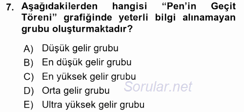 Gelir Dağılımı ve Yoksulluk 2017 - 2018 3 Ders Sınavı 7.Soru