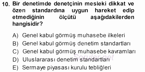 Muhasebe Denetimi 2013 - 2014 Ara Sınavı 10.Soru