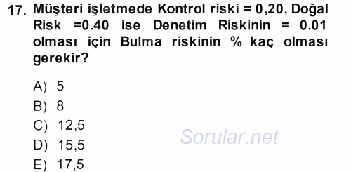 Muhasebe Denetimi 2013 - 2014 Ara Sınavı 17.Soru