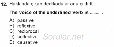 Türkçe Ses Ve Biçim Bilgisi 2013 - 2014 Tek Ders Sınavı 12.Soru