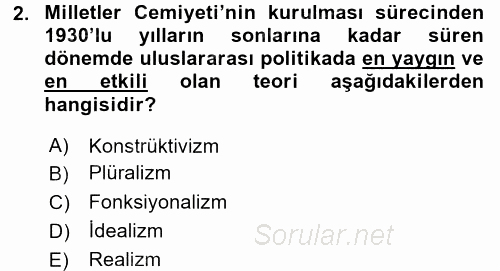 Uluslararası Politika 2 2015 - 2016 Ara Sınavı 2.Soru