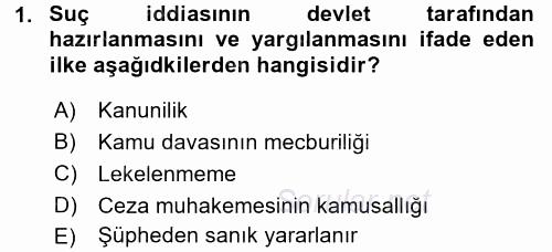 Ceza Muhakemesi Hukuku 2017 - 2018 Ara Sınavı 1.Soru