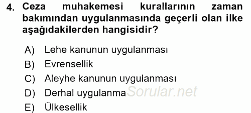 Ceza Muhakemesi Hukuku 2017 - 2018 Ara Sınavı 4.Soru