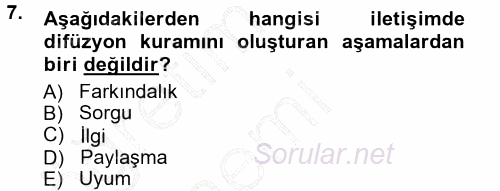 Halkla İlişkiler 2013 - 2014 Ara Sınavı 7.Soru