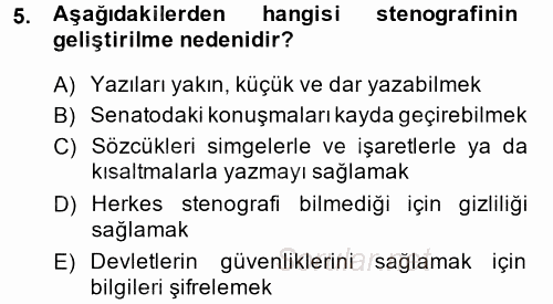 Yönetici Asistanlığı 2013 - 2014 Ara Sınavı 5.Soru