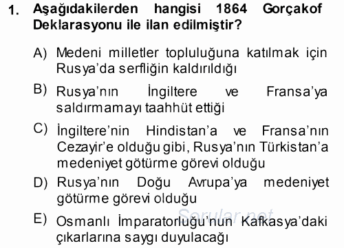 Orta Asya ve Kafkaslarda Siyaset 2013 - 2014 Ara Sınavı 1.Soru