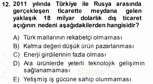 Orta Asya ve Kafkaslarda Siyaset 2013 - 2014 Ara Sınavı 12.Soru