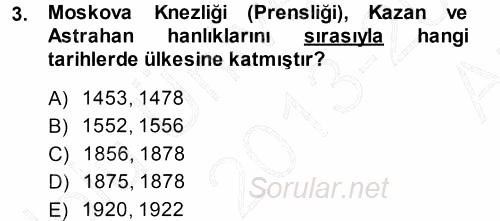 Orta Asya ve Kafkaslarda Siyaset 2013 - 2014 Ara Sınavı 3.Soru