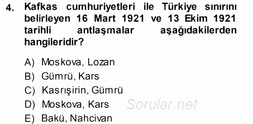 Orta Asya ve Kafkaslarda Siyaset 2013 - 2014 Ara Sınavı 4.Soru