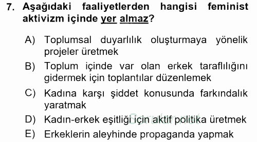 Yeni Toplumsal Hareketler 2017 - 2018 Ara Sınavı 7.Soru