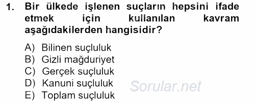 Suç Önleme Modelleri 2012 - 2013 Ara Sınavı 1.Soru