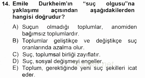 Suç Önleme Modelleri 2012 - 2013 Ara Sınavı 14.Soru